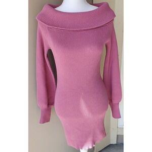 Fashion Nova Sweater Dress Womens Small Pink Ribbed BarbieCore Party Y2K